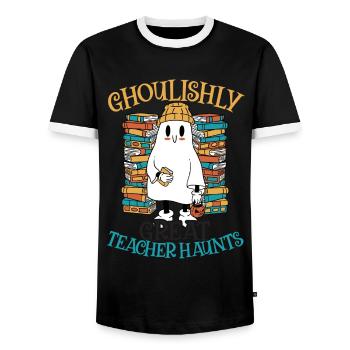 Eerily beautiful teacher haunted on teacher's Halloween - Men's Ringer Shirt - black/white - Front - AI Model Female 172 light (172cm) & AI Model Male 178 light (178cm)