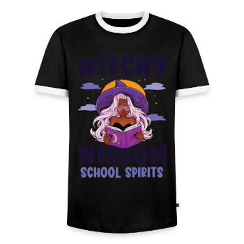 Hexenweisheit Schulgeister Lehrer Halloween - Männer Kontrast-T-Shirt - Schwarz/Weiß - Vorne - AI Model Female 172 light (172cm) & AI Model Male 178 light (178cm)