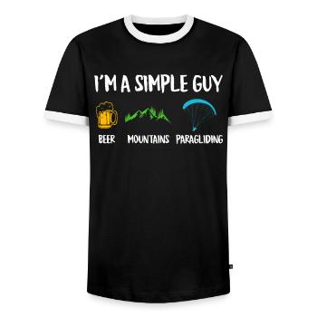 Chemise de parapente Je suis un gars simple Bergsport - T-shirt contrasté Homme - noir/blanc - Devant - AI Model Female 172 light (172cm) & AI Model Male 178 light (178cm)