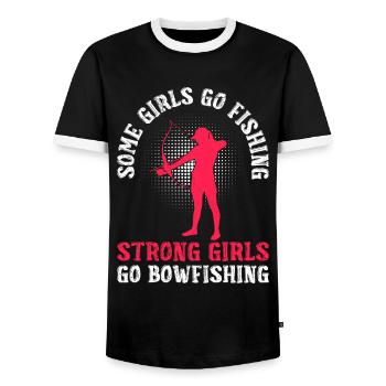 Some Girls go Fishing Strong Girls go Bowfishing - Männer Kontrast-T-Shirt - Schwarz/Weiß - Vorne - AI Model Female 172 light (172cm) & AI Model Male 178 light (178cm)