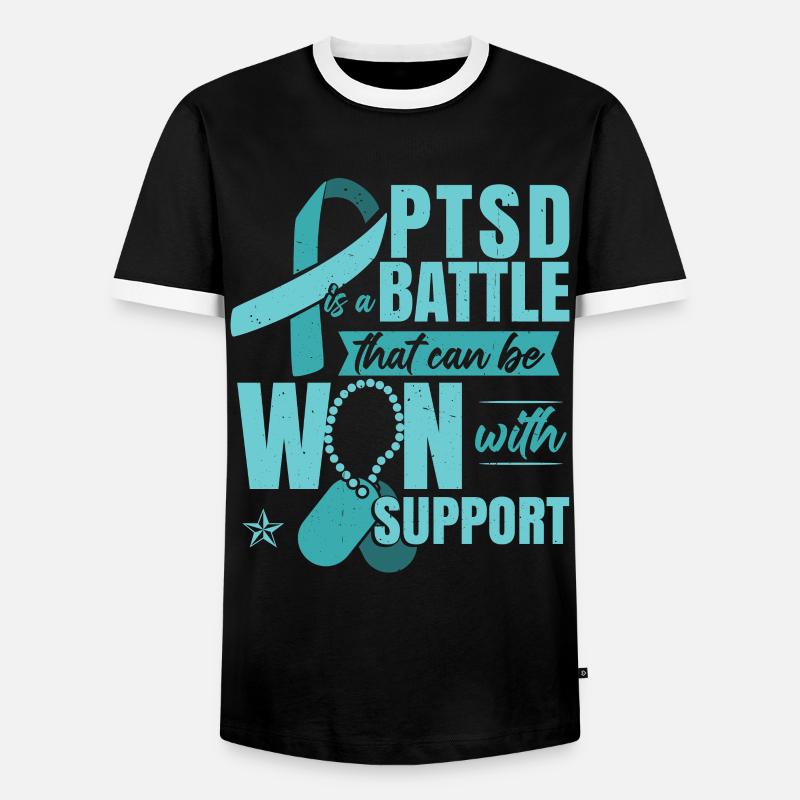 PTBS-Unterstützung - Männer Kontrast-T-Shirt - Schwarz/Weiß