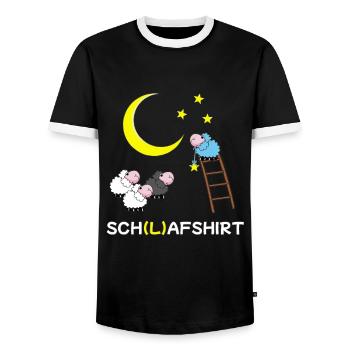 Mouton Chemise de sommeil Moutons Comptage Rêver Drôle - T-shirt contrasté Homme - noir/blanc - Devant - AI Model Female 172 light (172cm) & AI Model Male 178 light (178cm)