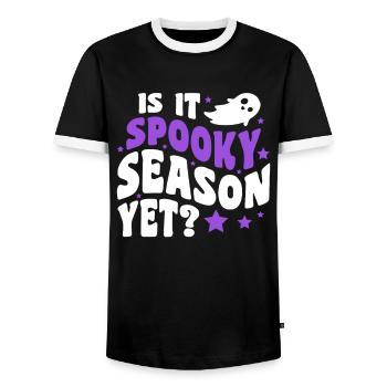 Is It Spooky Season Yet? - Halloween pumpkin - Men's Ringer Shirt - black/white - Front - AI Model Female 172 light (172cm) & AI Model Male 178 light (178cm)