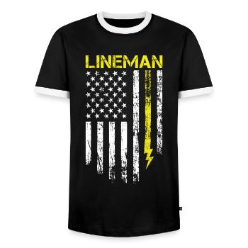 Retro Elektroinstallateur - Leitungsmonteur - Männer Kontrast-T-Shirt - Schwarz/Weiß - Vorne - AI Model Female 172 light (172cm) & AI Model Male 178 light (178cm)