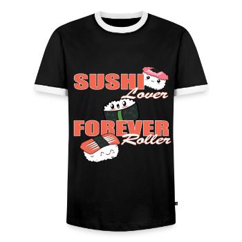Forever sushi roller Aisan food lover - Men's Ringer Shirt - black/white - Front - AI Model Female 172 light (172cm) & AI Model Male 178 light (178cm)