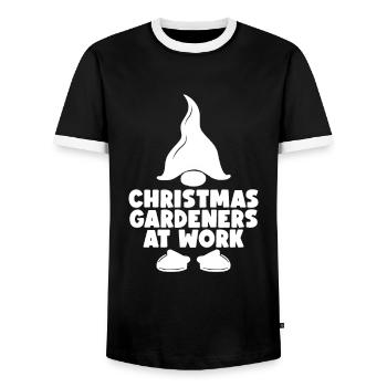 Jardin jardinier amateur Noël dans le jardin - T-shirt contrasté Homme - noir/blanc - Devant - AI Model Female 172 light (172cm) & AI Model Male 178 light (178cm)