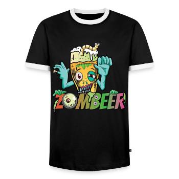 Zombeer Halloween Kostüm Bier Zombie - Männer Kontrast-T-Shirt - Schwarz/Weiß - Vorne - AI Model Female 172 light (172cm) & AI Model Male 178 light (178cm)
