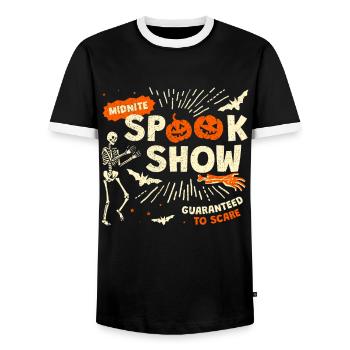 Spook Show Halloween Costume Squelette - T-shirt contrasté Homme - noir/blanc - Devant - AI Model Female 172 light (172cm) & AI Model Male 178 light (178cm)