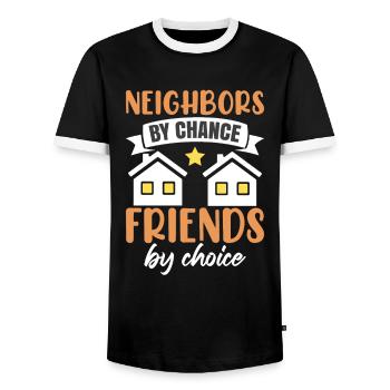 Neighbor Community Neighborhood - Men's Ringer Shirt - black/white - Front - AI Model Female 172 light (172cm) & AI Model Male 178 light (178cm)