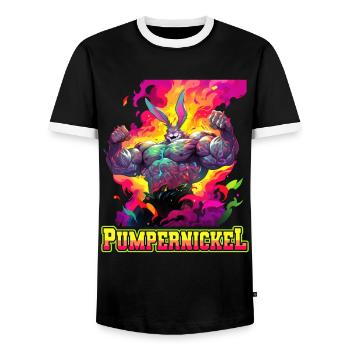 Pumpernickel Bodybuilding Kraftsport Fitness Meme - Männer Kontrast-T-Shirt - Schwarz/Weiß - Vorne - AI Model Female 172 light (172cm) & AI Model Male 178 light (178cm)