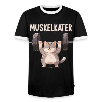 Muskelkater Bodybuilding Kraftsport Fitness Meme - Männer Kontrast-T-Shirt - Schwarz/Weiß - Vorne - AI Model Female 172 light (172cm) & AI Model Male 178 light (178cm)