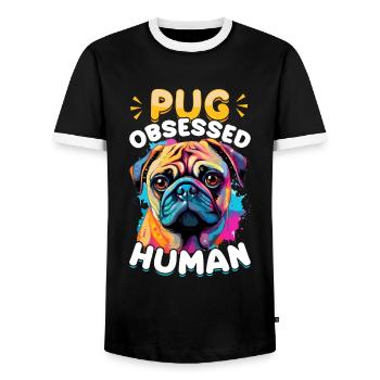 Pug Dog Breed Pet - Pug Obsessed Human - Männer Kontrast-T-Shirt - Schwarz/Weiß - Vorne - AI Model Female 172 light (172cm) & AI Model Male 178 light (178cm)