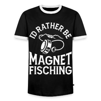 Magnetfischer I´d rather be Magnet Fishing - Männer Kontrast-T-Shirt - Schwarz/Weiß - Vorne - AI Model Female 172 light (172cm) & AI Model Male 178 light (178cm)