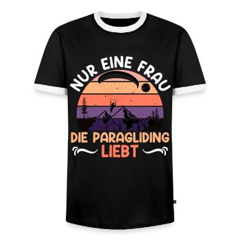 Paragleiten Nur eine Frau die Paragliding Liebt - Männer Kontrast-T-Shirt - Schwarz/Weiß - Vorne - AI Model Female 172 light (172cm) & AI Model Male 178 light (178cm)