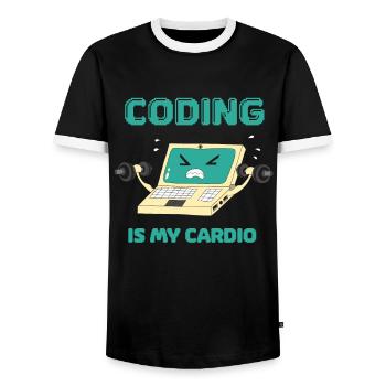 Programmeur Codage Fitness Drôle d’informaticien - T-shirt contrasté Homme - noir/blanc - Devant - AI Model Female 172 light (172cm) & AI Model Male 178 light (178cm)