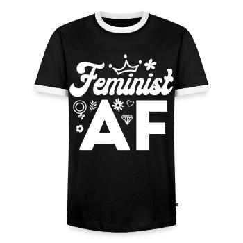 Féministe Féministe Af - T-shirt contrasté Homme - noir/blanc - Devant - AI Model Female 172 light (172cm) & AI Model Male 178 light (178cm)