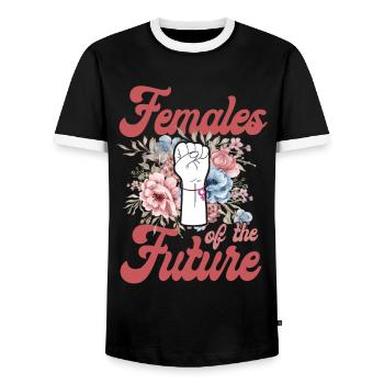 Femmes féministes du futur - T-shirt contrasté Homme - noir/blanc - Devant - AI Model Female 172 light (172cm) & AI Model Male 178 light (178cm)