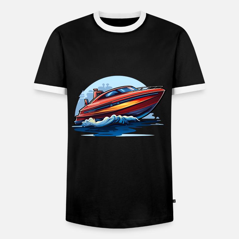 Motorboot - Männer Kontrast-T-Shirt - Schwarz/Weiß