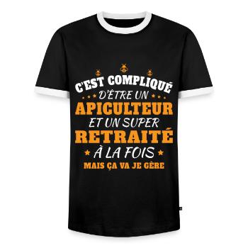 Un Apiculteur et un Super Retraité Cadeau Humour - T-shirt contrasté Homme - noir/blanc - Devant - AI Model Female 172 light (172cm) & AI Model Male 178 light (178cm)