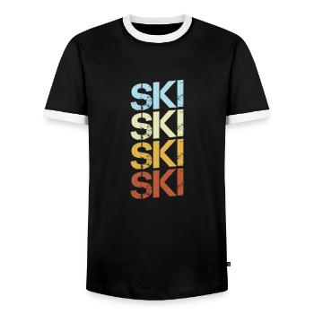 Ski Retro - Männer Kontrast-T-Shirt - Schwarz/Weiß - Vorne - AI Model Female 172 light (172cm) & AI Model Male 178 light (178cm)