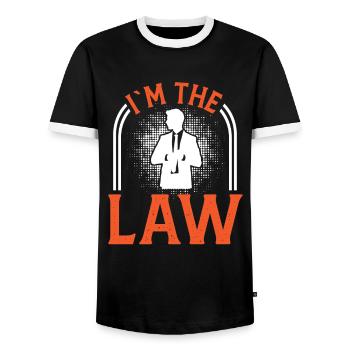 Lawyer at The Law Lawyer Public Prosecutor Lawyer - Men's Ringer Shirt - black/white - Front - AI Model Female 172 light (172cm) & AI Model Male 178 light (178cm)