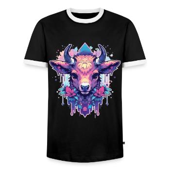 Vache Tête de vache Audacieuse Agriculture Veau - T-shirt contrasté Homme - noir/blanc - Devant - AI Model Female 172 light (172cm) & AI Model Male 178 light (178cm)