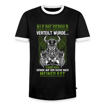 Als die Geduld verteilt wurde - Wikinger - Männer Kontrast-T-Shirt - Schwarz/Weiß - Vorne - AI Model Female 172 light (172cm) & AI Model Male 178 light (178cm)