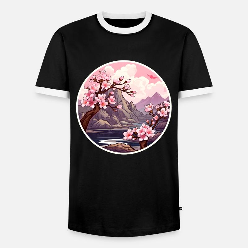 Cherry blossom tree - Men's Ringer Shirt - black/white