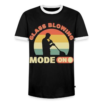 Glassblowing Mode On Glassblower Glass Blowing - Men's Ringer Shirt - black/white - Front - AI Model Female 172 light (172cm) & AI Model Male 178 light (178cm)