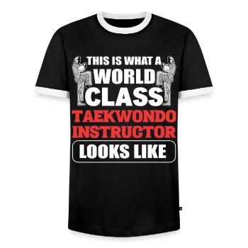 This Is What A World Class Taekwondo Instructor - Men's Ringer Shirt - black/white - Front - AI Model Female 172 light (172cm) & AI Model Male 178 light (178cm)
