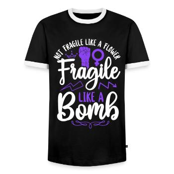 Feminist Not Fragile Like A Flower - Männer Kontrast-T-Shirt - Schwarz/Weiß - Vorne - AI Model Female 172 light (172cm) & AI Model Male 178 light (178cm)