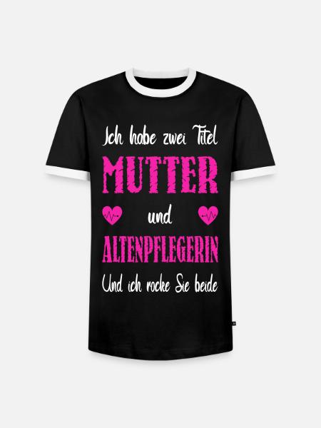 Zwei Titel Mutter Altenpflegerin - Männer Kontrast-T-Shirt - Schwarz/Weiß