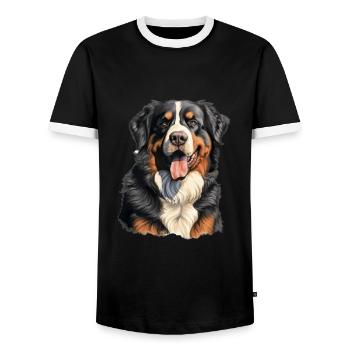 Bernese Mountain Dog - Männer Kontrast-T-Shirt - Schwarz/Weiß - Vorne - AI Model Female 172 light (172cm) & AI Model Male 178 light (178cm)