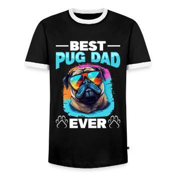 Pug Dog Breed Pet - The Best Pug Dad Ever - Men's Ringer Shirt - black/white - Front - AI Model Female 172 light (172cm) & AI Model Male 178 light (178cm)