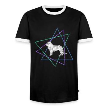 Löwe - Männer Kontrast-T-Shirt - Schwarz/Weiß - Vorne - AI Model Female 172 light (172cm) & AI Model Male 178 light (178cm)