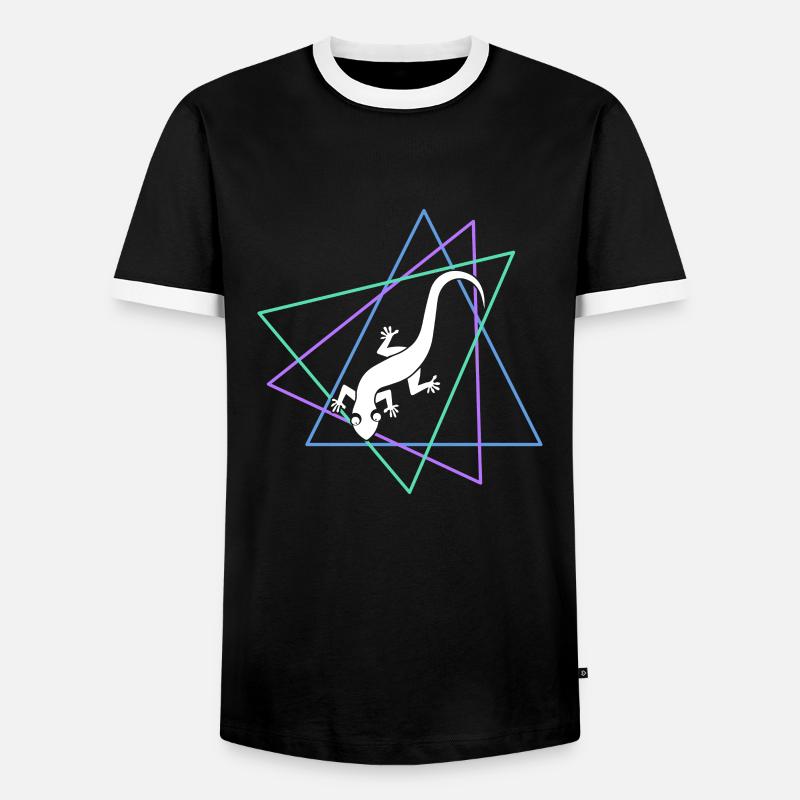Eidechse - Männer Kontrast-T-Shirt - Schwarz/Weiß