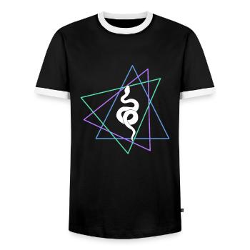 Snake - Men's Ringer Shirt - black/white - Front - AI Model Female 172 light (172cm) & AI Model Male 178 light (178cm)