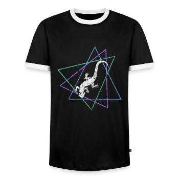 Eidechse - Männer Kontrast-T-Shirt - Schwarz/Weiß - Vorne - AI Model Female 172 light (172cm) & AI Model Male 178 light (178cm)