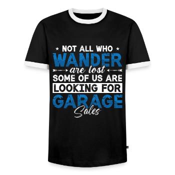 Garage Sales Not All Who Wander Are Lost Shopping - Männer Kontrast-T-Shirt - Schwarz/Weiß - Vorne - AI Model Female 172 light (172cm) & AI Model Male 178 light (178cm)