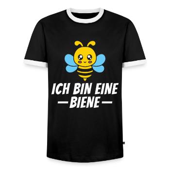 Ich bin eine Biene - Kostüm Karneval Fasching - Männer Kontrast-T-Shirt - Schwarz/Weiß - Vorne - AI Model Female 172 light (172cm) & AI Model Male 178 light (178cm)