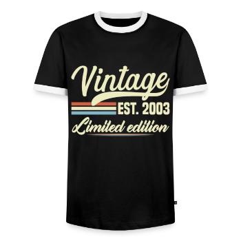 Jahrgang 2003 Geburtstagsgeschenk 2003 - Männer Kontrast-T-Shirt - Schwarz/Weiß - Vorne - AI Model Female 172 light (172cm) & AI Model Male 178 light (178cm)