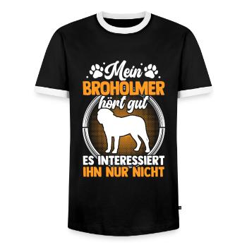 Mein Broholmer hört gut Broholmer - Männer Kontrast-T-Shirt - Schwarz/Weiß - Vorne - AI Model Female 172 light (172cm) & AI Model Male 178 light (178cm)