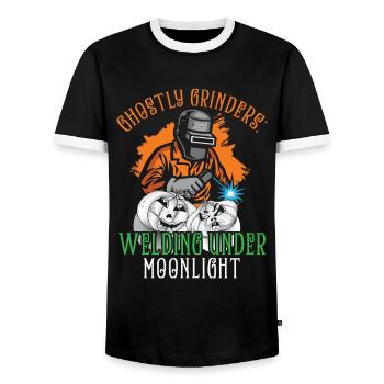 Broyeurs fantomatiques: soudure au clair de lune - T-shirt contrasté Homme - noir/blanc - Devant - AI Model Female 172 light (172cm) & AI Model Male 178 light (178cm)