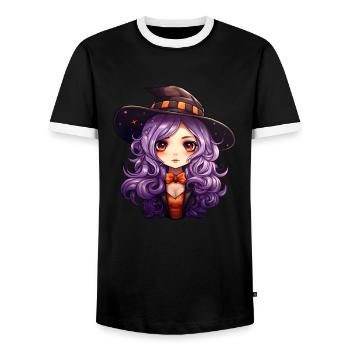 Hexe Halloween Grafik - Männer Kontrast-T-Shirt - Schwarz/Weiß - Vorne - AI Model Female 172 light (172cm) & AI Model Male 178 light (178cm)