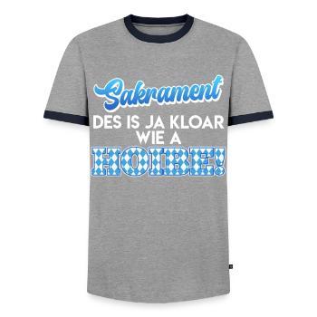 Bayer Sakrament Des is ja Kloar wia a Hoibe! - Männer Kontrast-T-Shirt - Grau/Navy  - Vorne - AI Model Female 172 light (172cm) & AI Model Male 178 light (178cm)