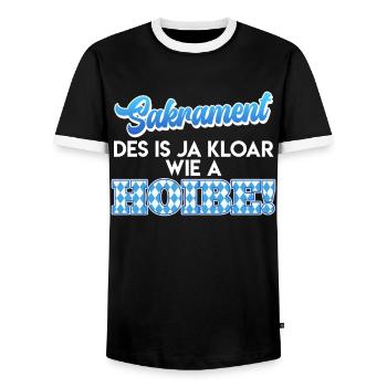 Bayer Sakrament Des is ja Kloar wia a Hoibe! - Männer Kontrast-T-Shirt - Schwarz/Weiß - Vorne - AI Model Female 172 light (172cm) & AI Model Male 178 light (178cm)