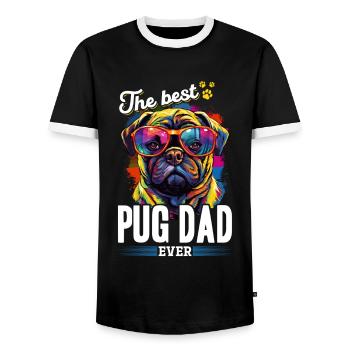 Pug Dog Breed Pet - The Best Pug Dad Ever - Men's Ringer Shirt - black/white - Front - AI Model Female 172 light (172cm) & AI Model Male 178 light (178cm)