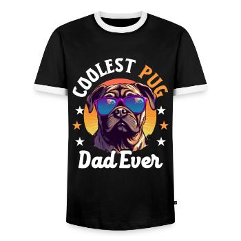Pug Dog Breed Pet - Coolest Pug Dad Ever - Men's Ringer Shirt - black/white - Front - AI Model Female 172 light (172cm) & AI Model Male 178 light (178cm)