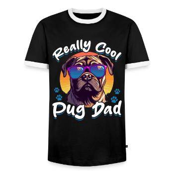 Pug Dog Breed Pet - Really Cool Pug Dad - Men's Ringer Shirt - black/white - Front - AI Model Female 172 light (172cm) & AI Model Male 178 light (178cm)