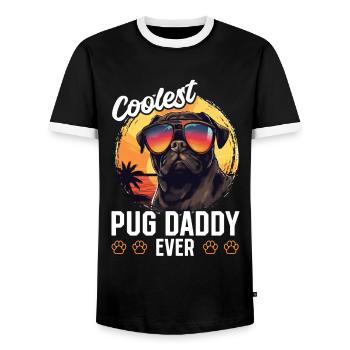 Pug Dog Breed Pet - Coolest Pug Dad Ever - Men's Ringer Shirt - black/white - Front - AI Model Female 172 light (172cm) & AI Model Male 178 light (178cm)